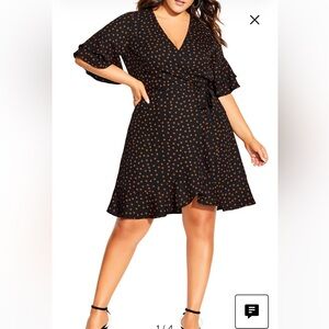 City Chic Polka Dot Flutter Sleeve Dress size 22
